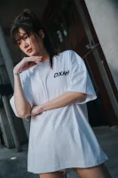 Double Logo Oversized Tee (White) 4
