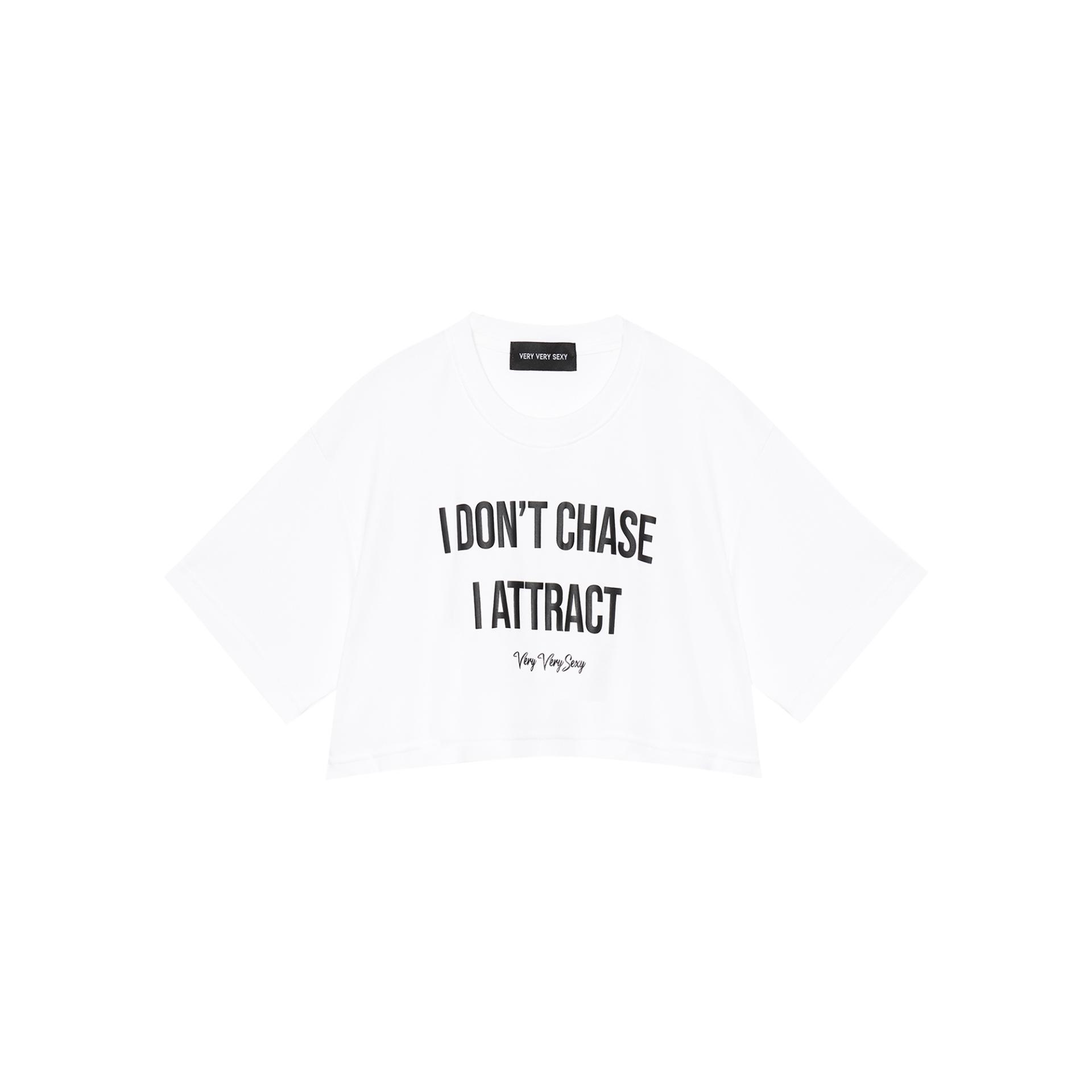 i don't chase i attract (White) Oversized Crop Tee