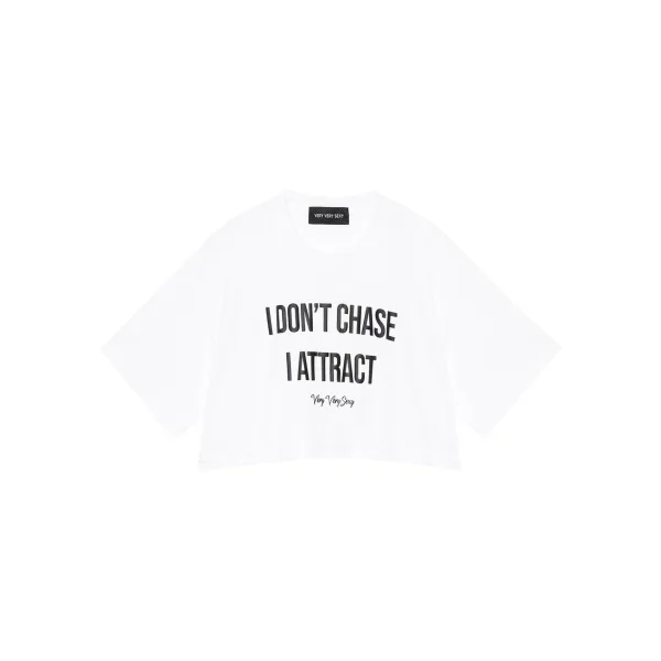 i don't chase i attract (White) Oversized Crop Tee